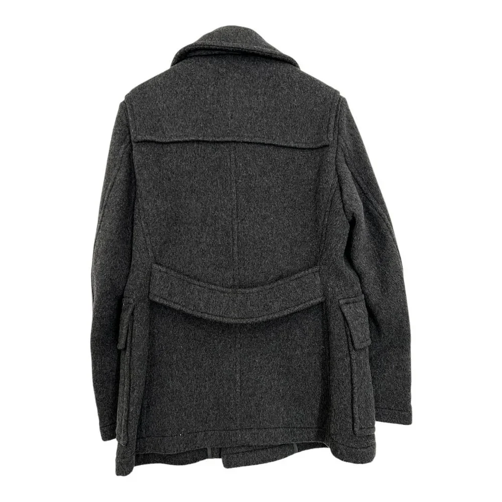 Burberry Charcoal Gray Double-Breasted Wool Coat Jacket Men's Large - Picture 3 of 9